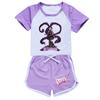 5582 2pcs/set Children Girls Lily Lovebraids Printed Short Sleeves Tracksuit Clothes Set