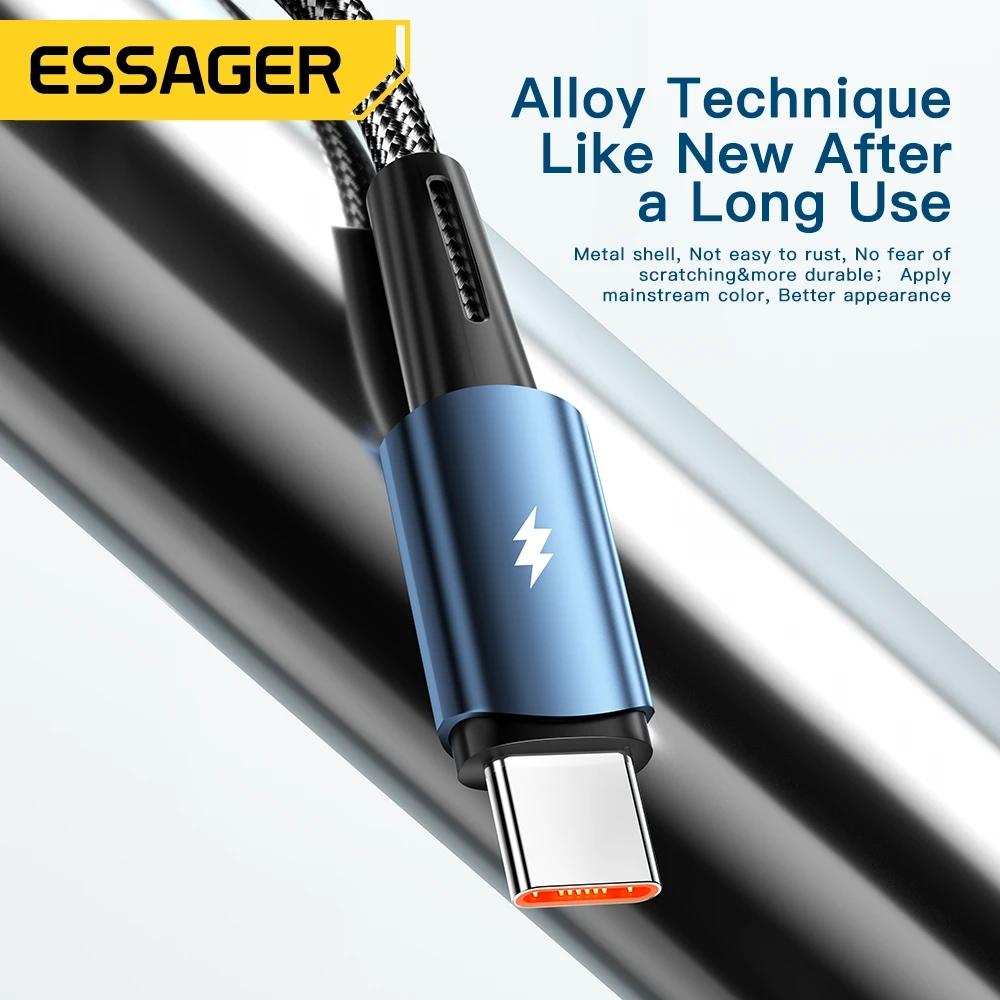 Essager 120 Вт сверхбыстрая зарядка Type-C, 67 Вт, USB-кабель для быстрой зарядки 6A для Xiaomi 12Pro Redmi K50 Note 11Pro Black Shark 5Pro
