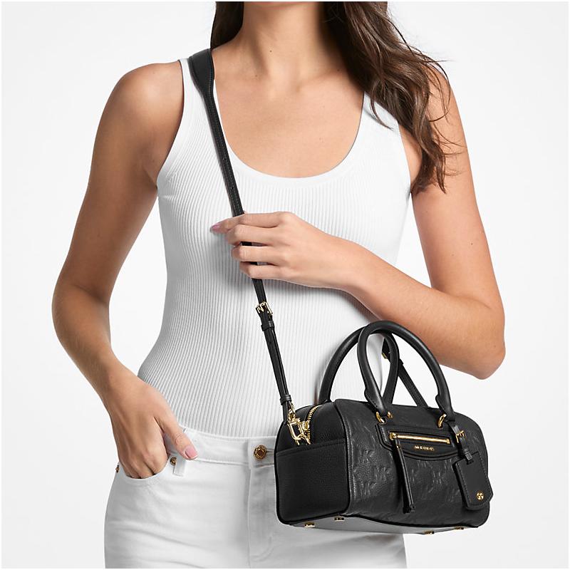 Michael Kors Jet Set Travel Сумка-тоут из натуральной кожи с тиснением логотипа Мини Женская Черная