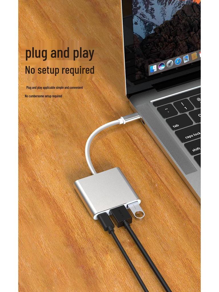 Многофункциональный USB-C хаб-докстанция 3-в-1 для ноутбука, HDMI 4K30