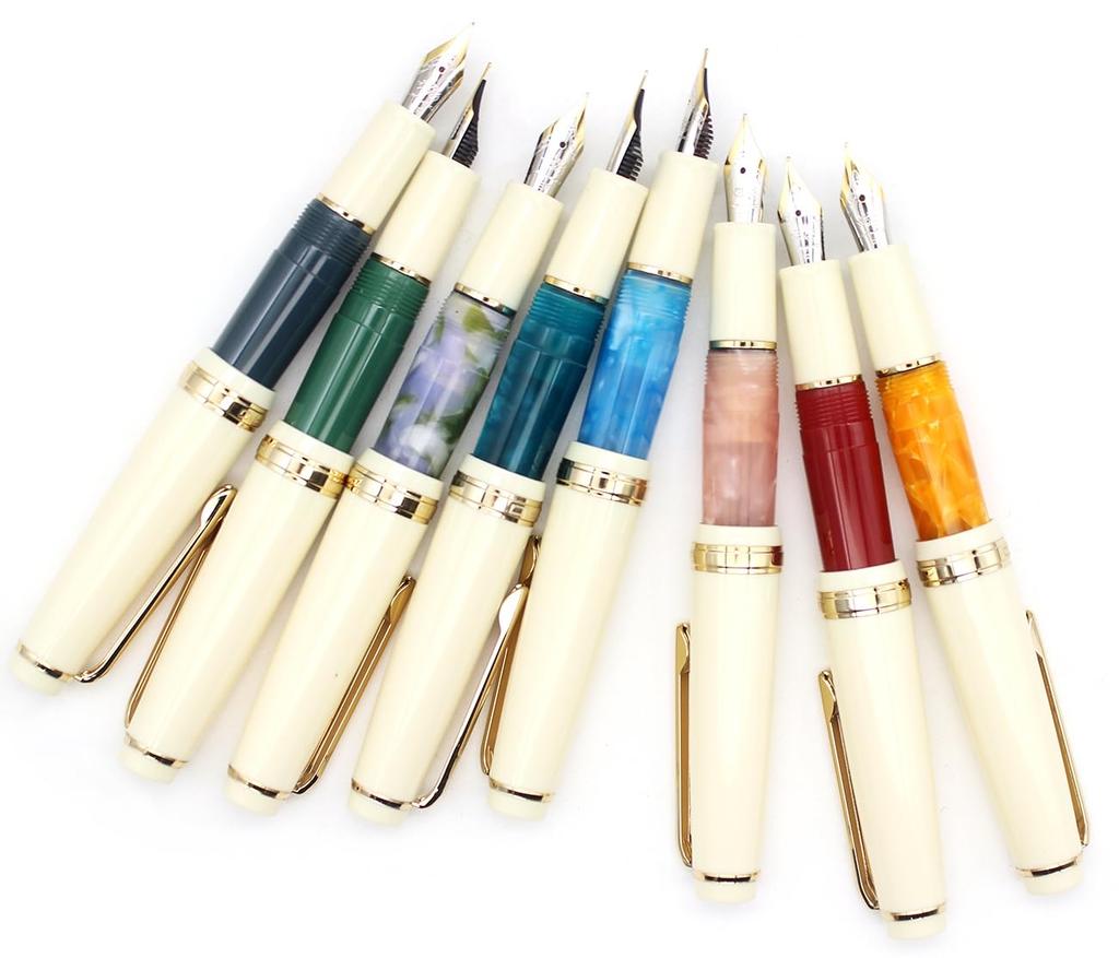 Gullor Mini Fountain Pen with Gold Acrylic Pocket Medium Nib Trim, Pen, Orange, (0.7mm)