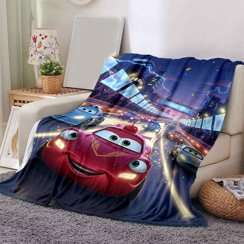 1pc Mcqueen Adventure Flannel Blanket Soft Warm Throw Blanket for Bedroom Living Room Bed Travel Camping Picnic Gift. M730054