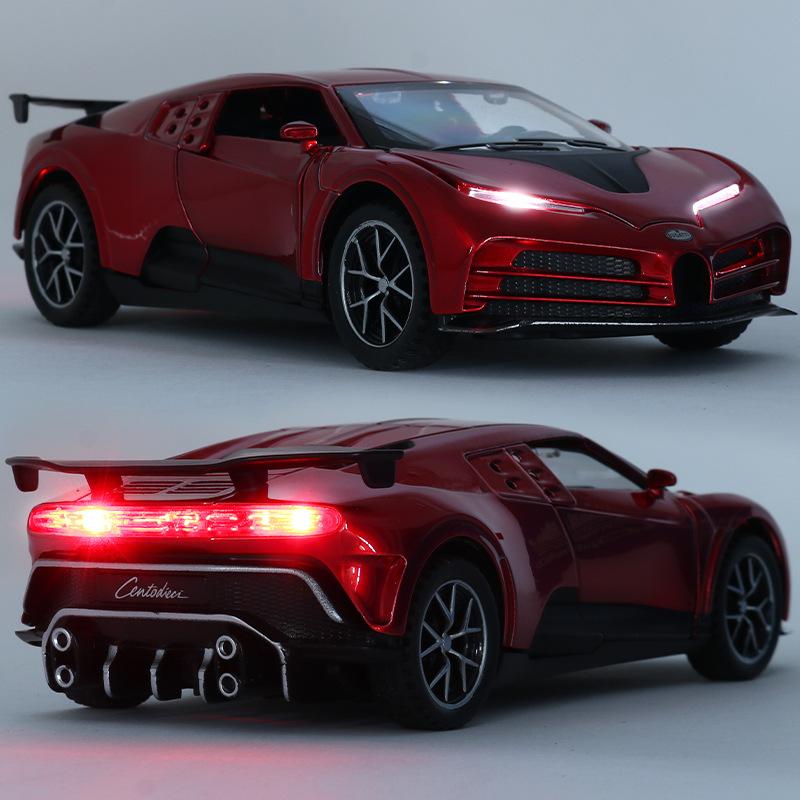 Масштаб Bugatti Centodieci, 1/32, юбилейное издание, литая под давлением модель автомобиля, игрушечный автомобиль со звуком и светом для детей, коллекция для малышей