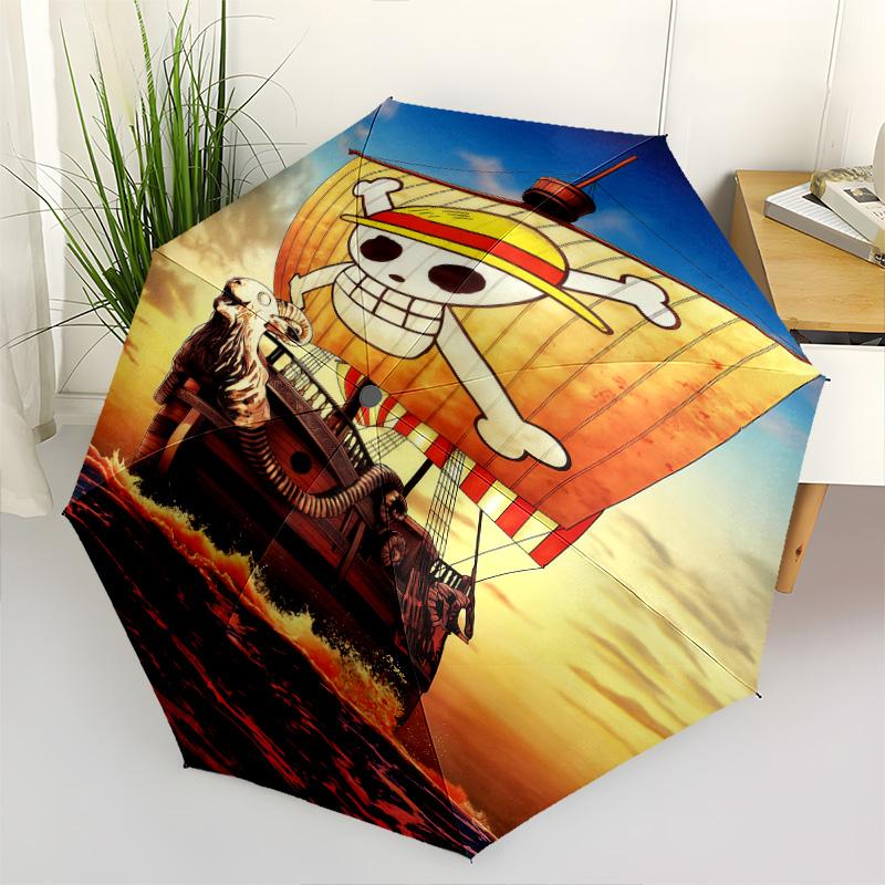 1 шт. Автоматический складной зонт - Один кусок с рисунком логотипа Jolly Roger, портативный складной дизайн с 8 спицами, рождественские и новогодние подарки