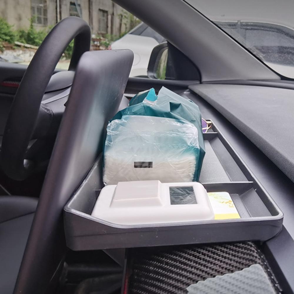 Для Tesla Model 3 Y Dashboard Storage Box 2024 2024 Navigation Screen Rear Tissue Glasses Key Organzier Tray Case Car Accessorie