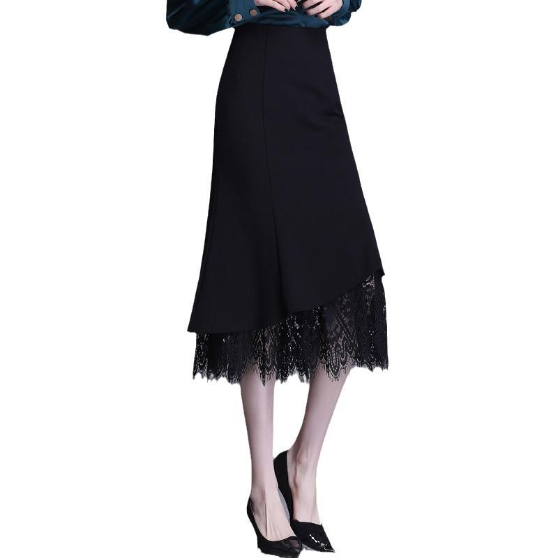 Юбка-рыбий хвост юбка женская летняя черная средняя и длинная юбка весна женская маленькая весенняя и осенняя юбка высокого класса бедра