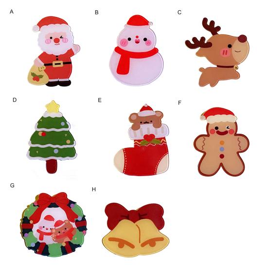 Christmas Brooch Festive Cute Cartoon Xmas Themed Multipurpose Anti-fade Decoration New Year Gifts Santa