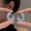 Уникальные двухслойные серьги для женщин, циркон, C-образные, новая модная личность, крутые аксессуары для вечеринок для девушек, ювелирные изделия для женщин