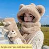 Women's Winter Cycling 3-in-1 Bear Scarf Hat & Gloves Set