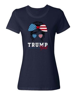 Trump Girl Messy Bun Sunglasses 2024 Elections Ladies039 Crewneck T-Shirt