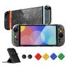 PlayVital Clear Series Clear Hard Shell Case for Switch 2 Dock Protective Cover with Folding Stand and Thumb Grips Glitter (2025), Compatible,
