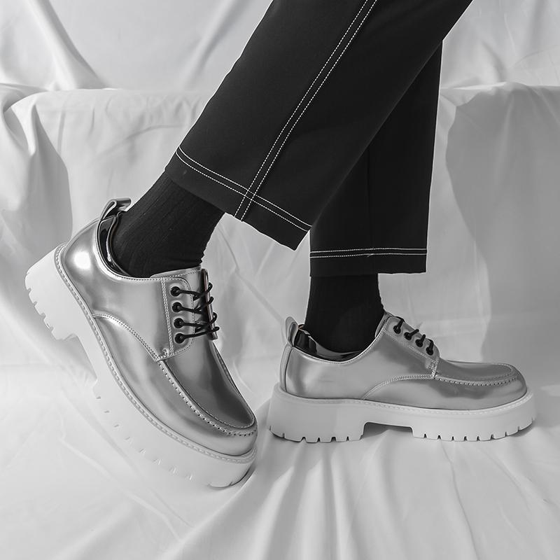 Fashion 2025 Men's Thick Bottom Oxford Shoes Fashion Business Casual Dress Shoes New Men Casual Shoes Comfortable Lace-Up Formal Flats