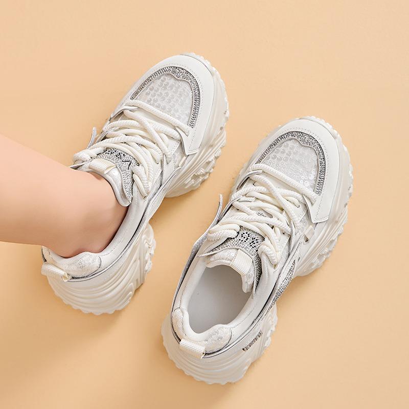 Silver inner heightening platform shoes women's shoes new spring and autumn leisure sports little white shoes muffin