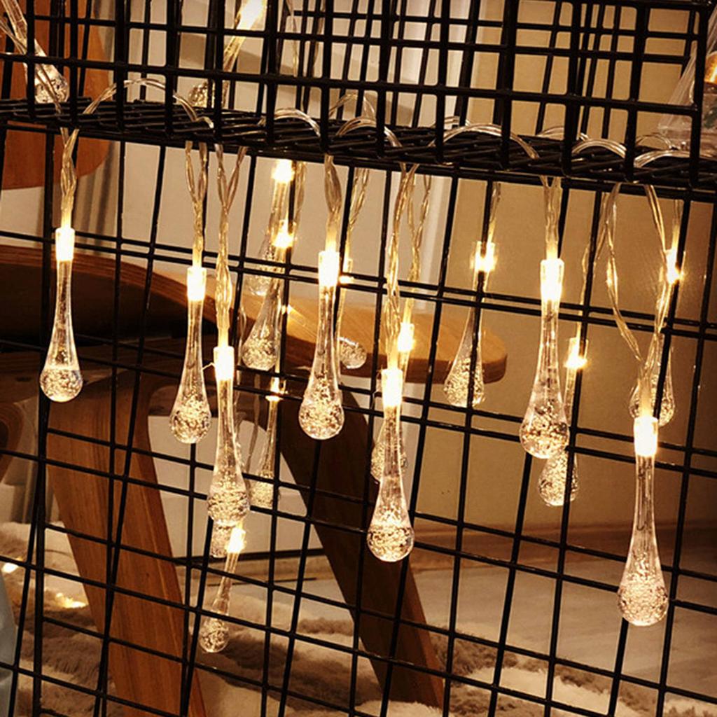 3 метра 20 светодиодных гирлянд с каплями воды, солнечная водонепроницаемая декоративная лампа на батарейках, дождевые огни для патио, двора, дерева, свадьбы, декора для рождественской вечеринки