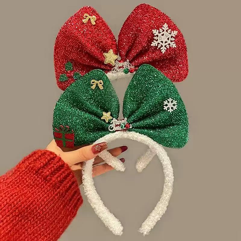 Christmas headband hair accessories holiday gift headband bow party dress up headband