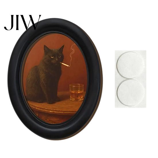 Vintage Style Halloween Decoration Ghost Wall Decor, Cute Table Sign, Oval Framed Black Art Picture, Decorative for Mantel Living Room Bedroom