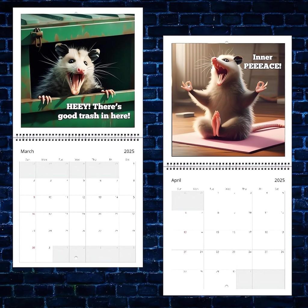 2025 Screaming Possum Calendar Featuring Adorable Artwork For Unique Home Decor Gifts