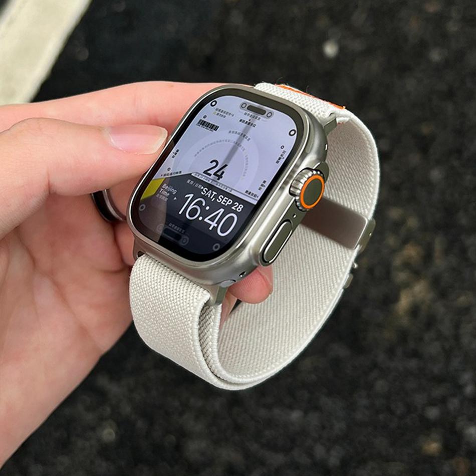 Спортивный нейлоновый ремешок для Apple Watch Band S11/10/9/8/7/SE/Ultra IWatch 49/46/45/44/42/41/40/38 мм Эластичный ремешок для часов с парашютной пряжкой