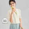 Ouruoxin Chinese style Guanle Crepe Silk Top Women's 100 Mulberry Silk Short Sleeve Spring/Summer Pan Button Women's T-shirt