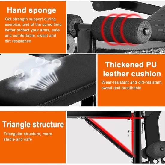 Standard Weight Bench, Bench Press Set with Preacher Curl Pad and Leg Developer, Weight Lifting Equipment for Home Gym Full-Body Workout