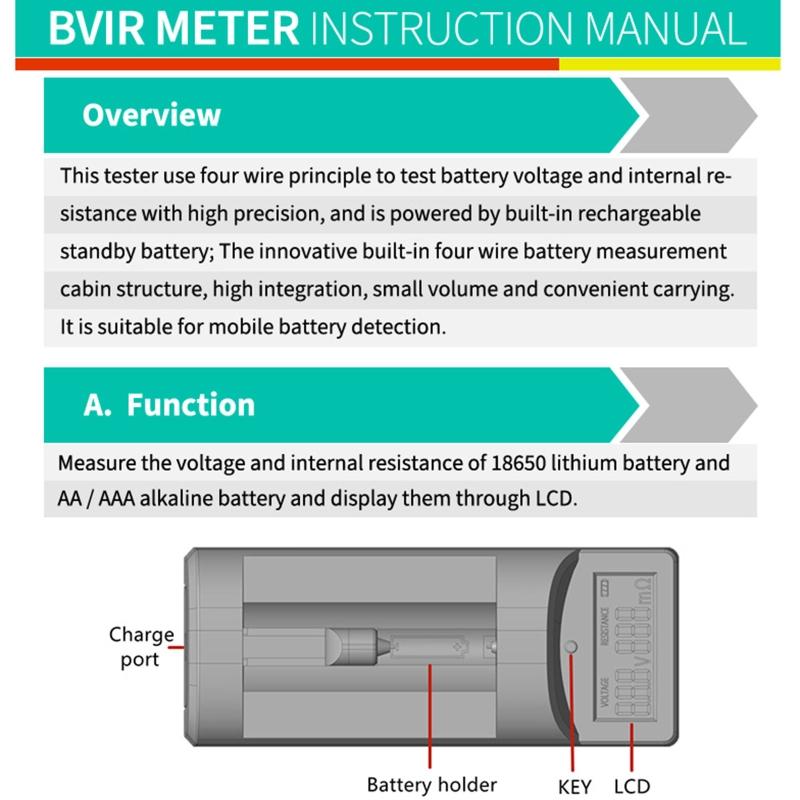 Battery Checker Tester with Backlight Lithium Internal Resistance Test Meter Battery Voltage Tester for AA/AAA Battery