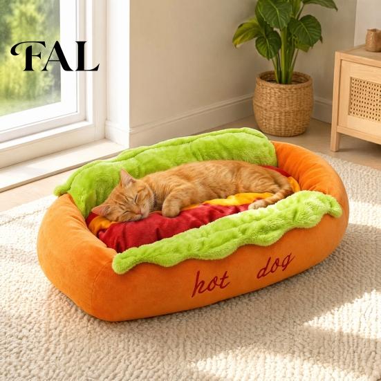 Warm Sleeping Bed for Kittens Hot Dog Bed, Cute Cozy Snuggle Removable Washable Pad, Funny Breathable Pet with Thick Lining Bun Plush Small Dogs Cats