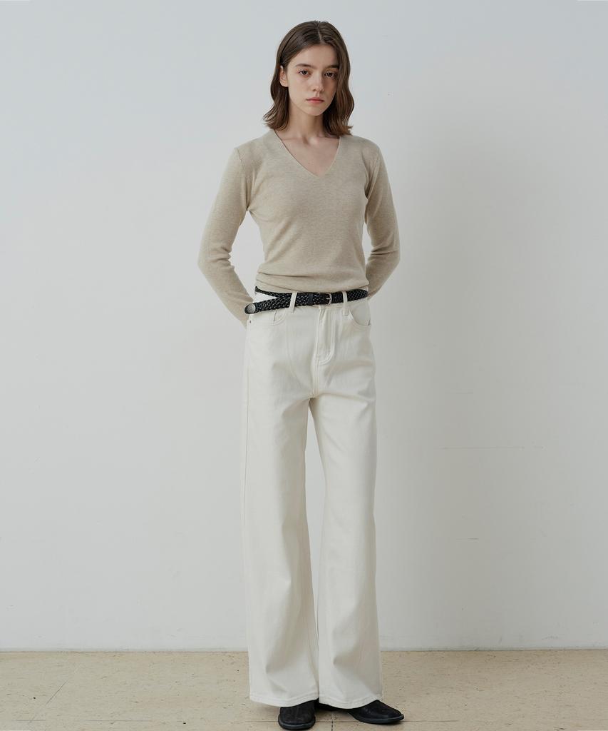 LE STUDIO Deep V-Neck Soft Basic Knit (Ot)