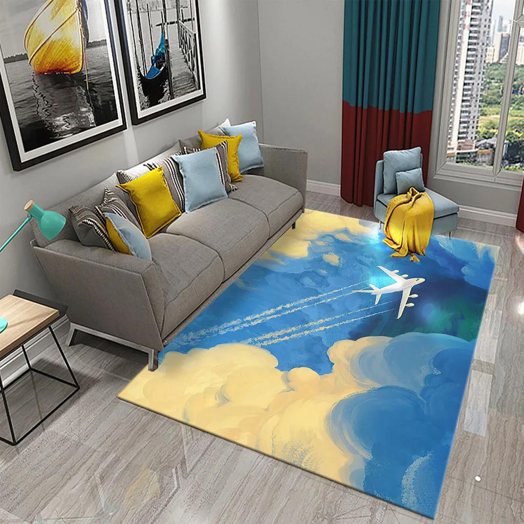3D Красочный Ковер-картина маслом с самолетом для декора гостиной, спальни, коврики для ванной, кухни, нескользящий коврик для пола, ковры для домашнего декора