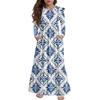 Girls' Tiered Ruffle Dress - Long Sleeve Printed Maxi With Pockets