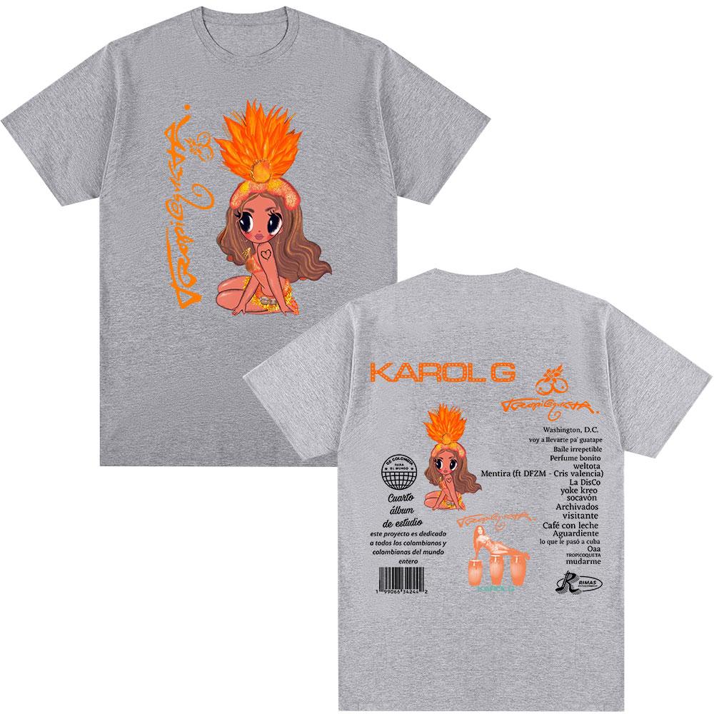 Karol G 2025 New Album Tropicoqueta T-shirt Unisex Women Clothing Fashion Hip Hop Harajuku T-shirts Casual Cotton Oversized T Shirt