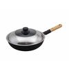 Takumi JAPAN 30cm Iron Stir-Fry Pan with Glass Lid, Non-Stick Magma Plate Iron Frying Pan with Textured Iron Surface, Induction Compatible, High-Heat