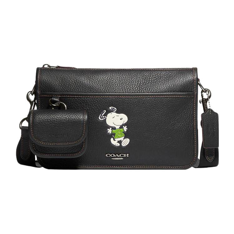 New COACH Heritage Collection, Refined Pebbled Leather Combo Bag, Shoulder Bag, Crossbody Bag Medium Men's Black CE710-QBM2