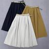 Spring Autumn Innovative Versatile Solid Color Skirt Casual Literary A-line Women Skirts