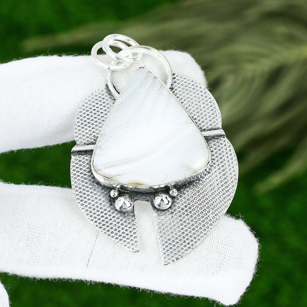 Botswana Agate Stone Sterling Silver Elegant Wife Bezel Engagement New Pendant