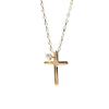 PLUSTER Diamond Yellow Gold Cross Necklace Natural with K10 40cm Box A Popular Gift for Birthdays and Plaster Women's (0.01ct Diamond) Chain, [Gift