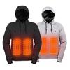 Men Heated Hoodie with 3 Heat Levels USB Heating Big Front Pocket Adjustable Temperature Settings Ribbed Cuffs Hem Top Long Sleeve Electric Hoodie