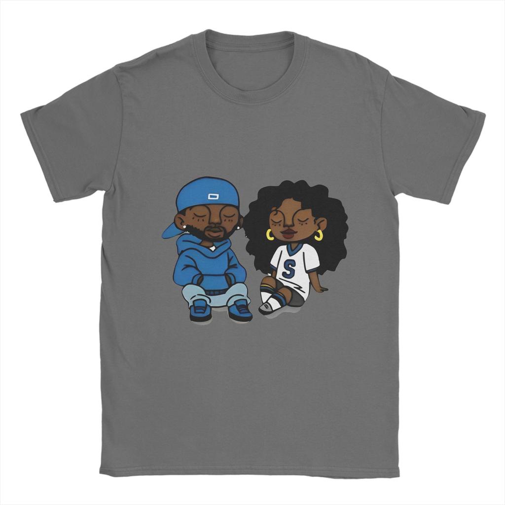 Футболка Кендрика Ламара и SZA Пляжные Новинки Футболки Пара Хлопок Круглый вырез Большие размеры Футболки С коротким рукавом Винтажная футболка