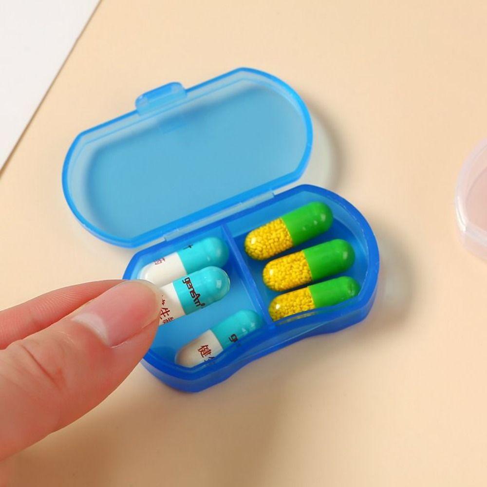 With Lid Mini Medicine Box Snap-on design Pill Packing Box Simple 2-gird Pill Box  Storage Box