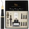 Calligraphy Pen Gift Set with Ink 6 Ink Ink Refill and 6 Replacement Premium Smooth Writing Black Calligraphy Pen Set Bottle, Cartridges, Converter,