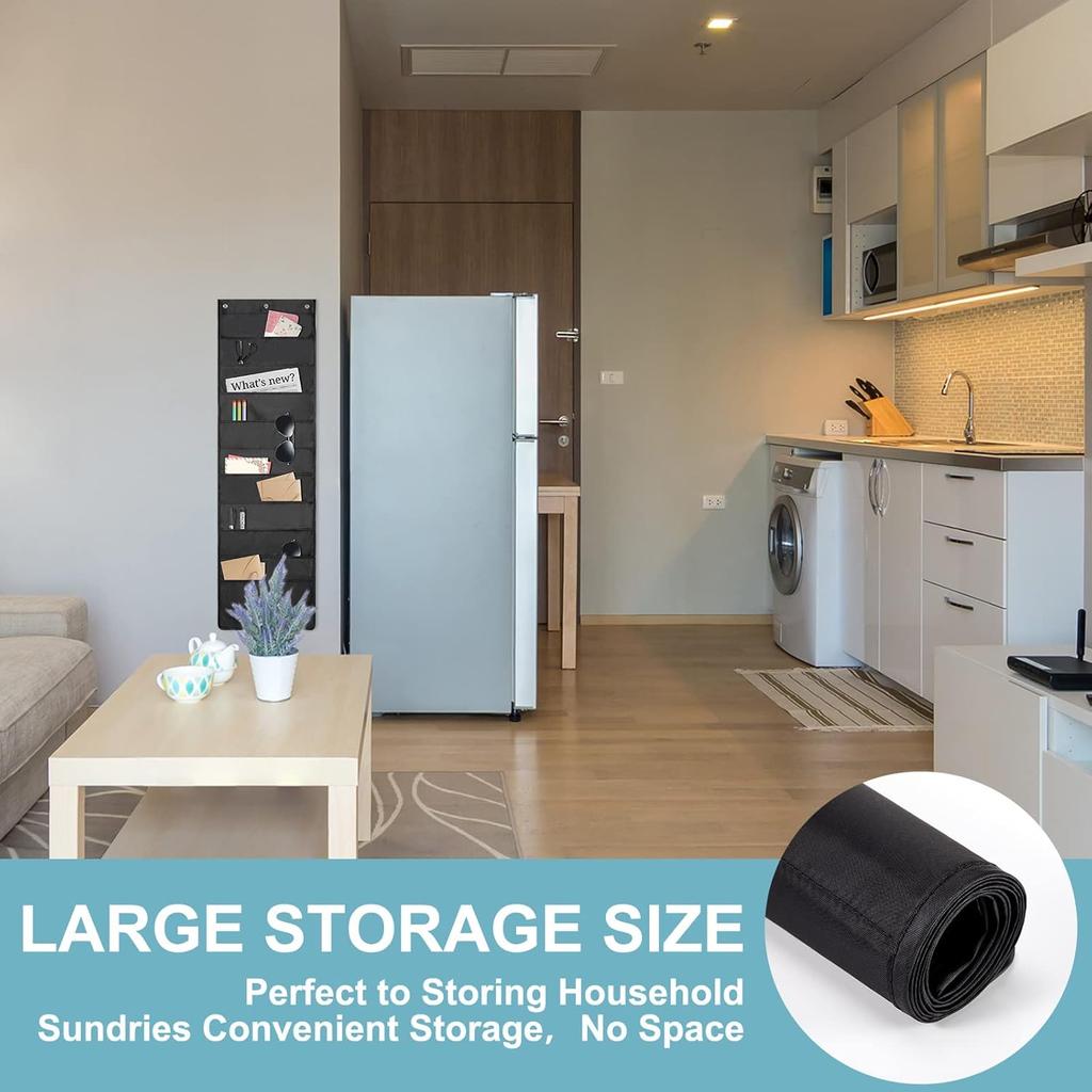 Geyee 4 Pack Hanging Wall File Organizer, Storage Pocket Chart, over Door Hangers Included, Hanging Wall Paper Organizer for File Folders, Classroom