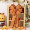 Large Fall Bows for Wreaths Plaid Pattern Fall Wreath Bow New Thanksgiving Ribbon Bows  Porch Decor