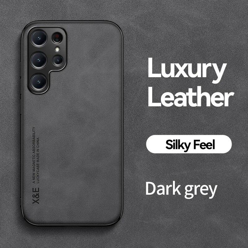 KEYSION Роскошный кожаный чехол для Samsung S24 Ultra 5G S24+ Plus, силиконовый + противоударный чехол для телефона из поликарбоната для Galaxy S23 Ultra S23 FE 5G