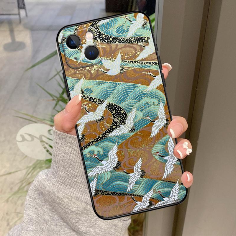 Чехол-бампер Art Crane Waves для iPhone 17 Pro Max 15 14 13 12 11 16 Pro Max Plus 12 13 Mini 16e 17 Air