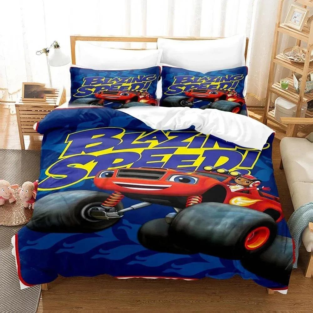 3D Printed Blaze N Monster Machines Bedding Set Cartoon Duvet Cover Double Twin Full Queen King Adult Kid Bedclothes Quilt Cover