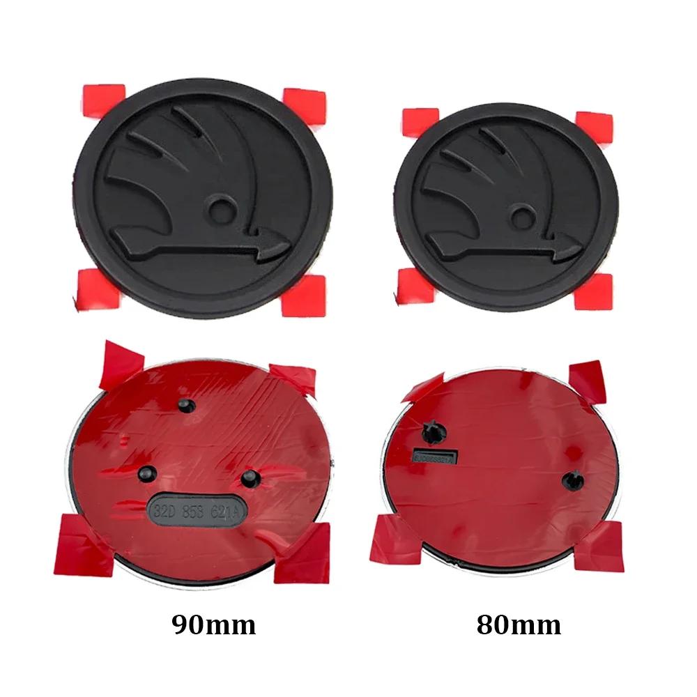 Skoda 2026 Hot 2Pcs 80mm 90mm Emblem For Skoda Fabia 1 2 Octavia a7 RS Superb Rapid Yeti Karoq Vision Car Head Front Rear Boot T