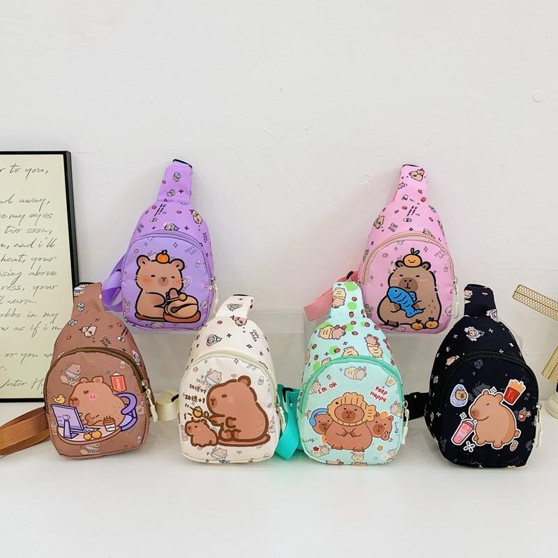 Children Capybara Printed Diagonal Package Polychrome Casual Outdoor Bag Chest