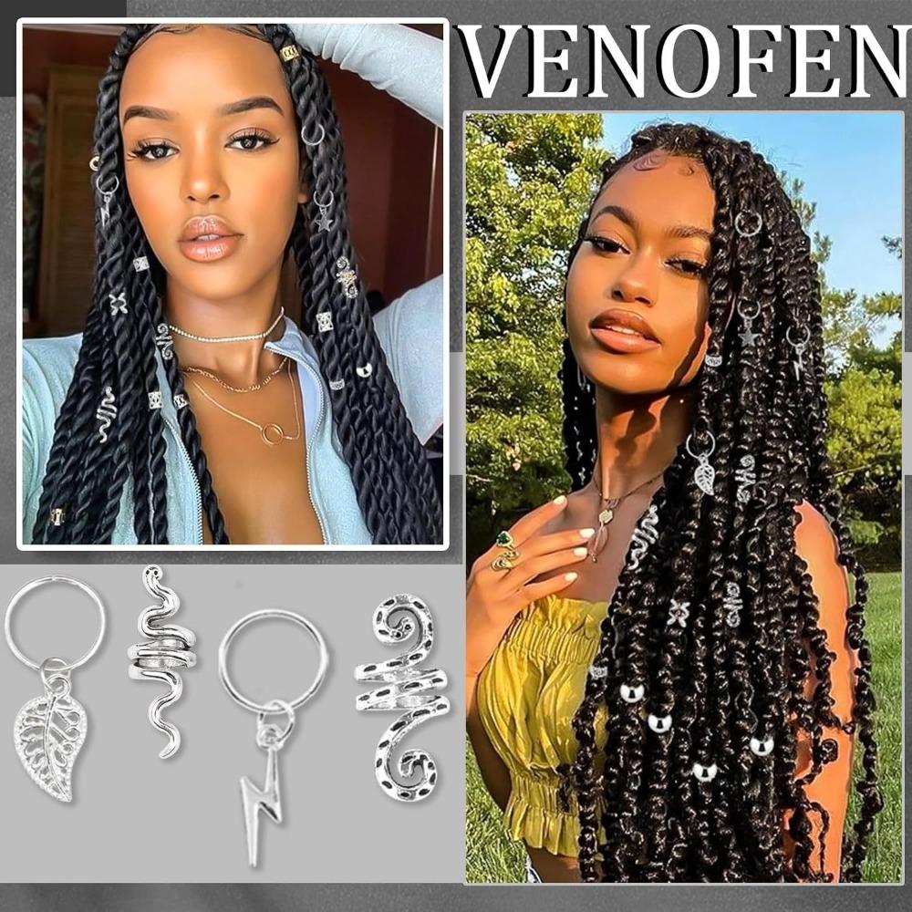 217Pcs Metal Cuff Clips Hollow Out Hair Ring Hair Braiding Hair Braid Tubes  for Braids