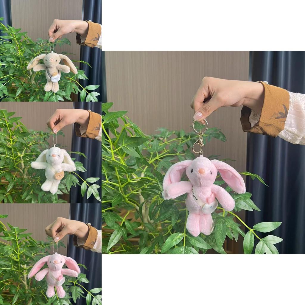 Longeared Delightful Bunny Plush Toy In Pink White And Brown For Keychain Stylish