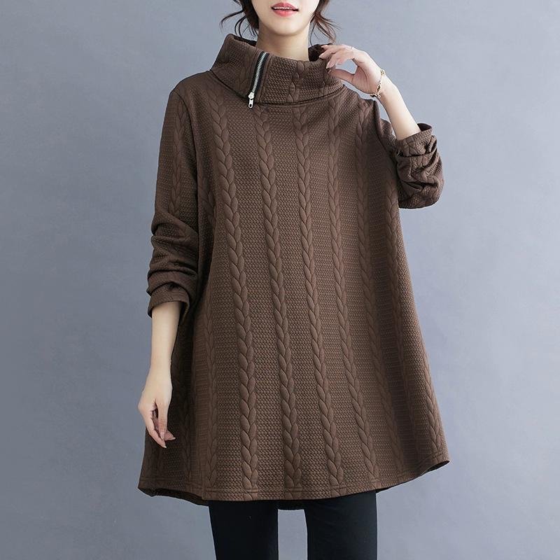 Dimanaf 2024 Плюс Размер Осень Однотонная Футболка Женская Новая С Капюшоном Молния Пуловер Длинный Рукав Свободные Модные Топы Футболки