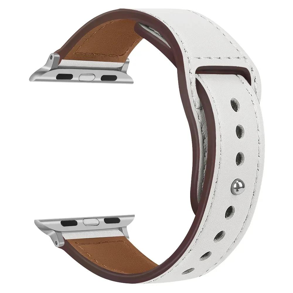 Кожаный ремешок для Apple, ремешок для часов 44 мм, 45 мм, 41 мм, 40 мм, 49 мм, 42 мм, 38 мм, 45, 44 мм, браслет Correa iWatch series 3, 4, 6 SE, 7, 8, ультра